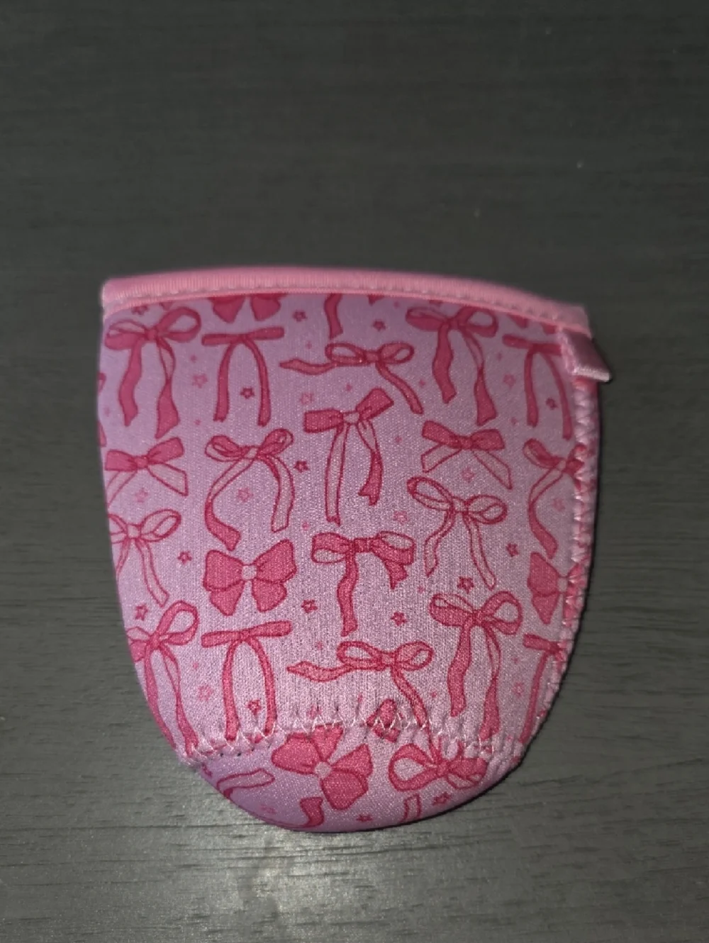 32 - Pink Bow Print Drink Coozie - Charming Small Accessory